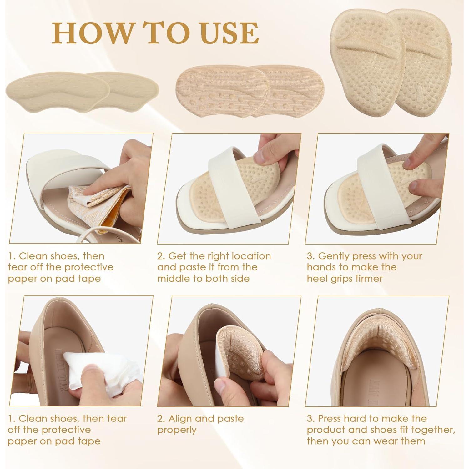 Almohadillas para Talones y Metatarsales Cverny - 4 Pairs Beige/Negro