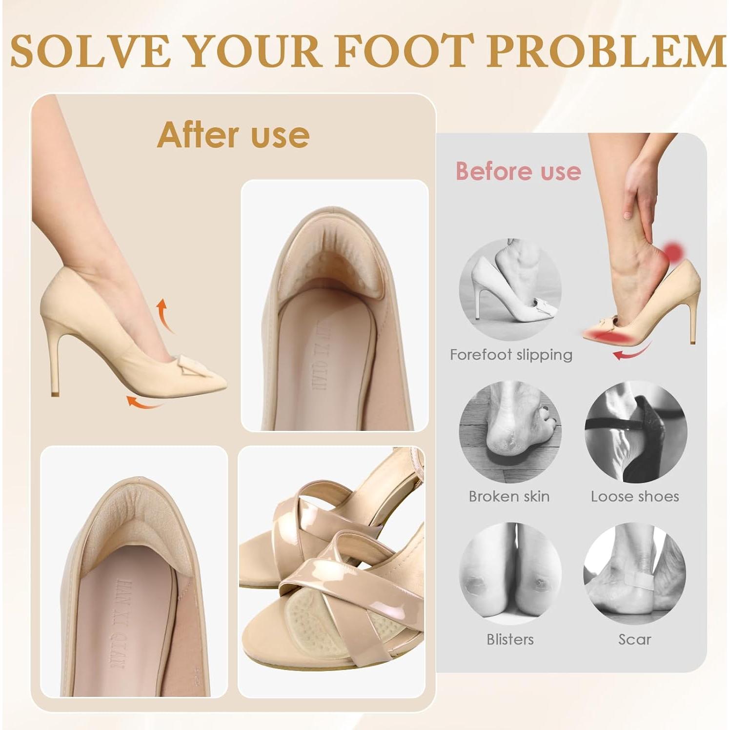 Almohadillas para Talones y Metatarsales Cverny - 4 Pairs Beige/Negro