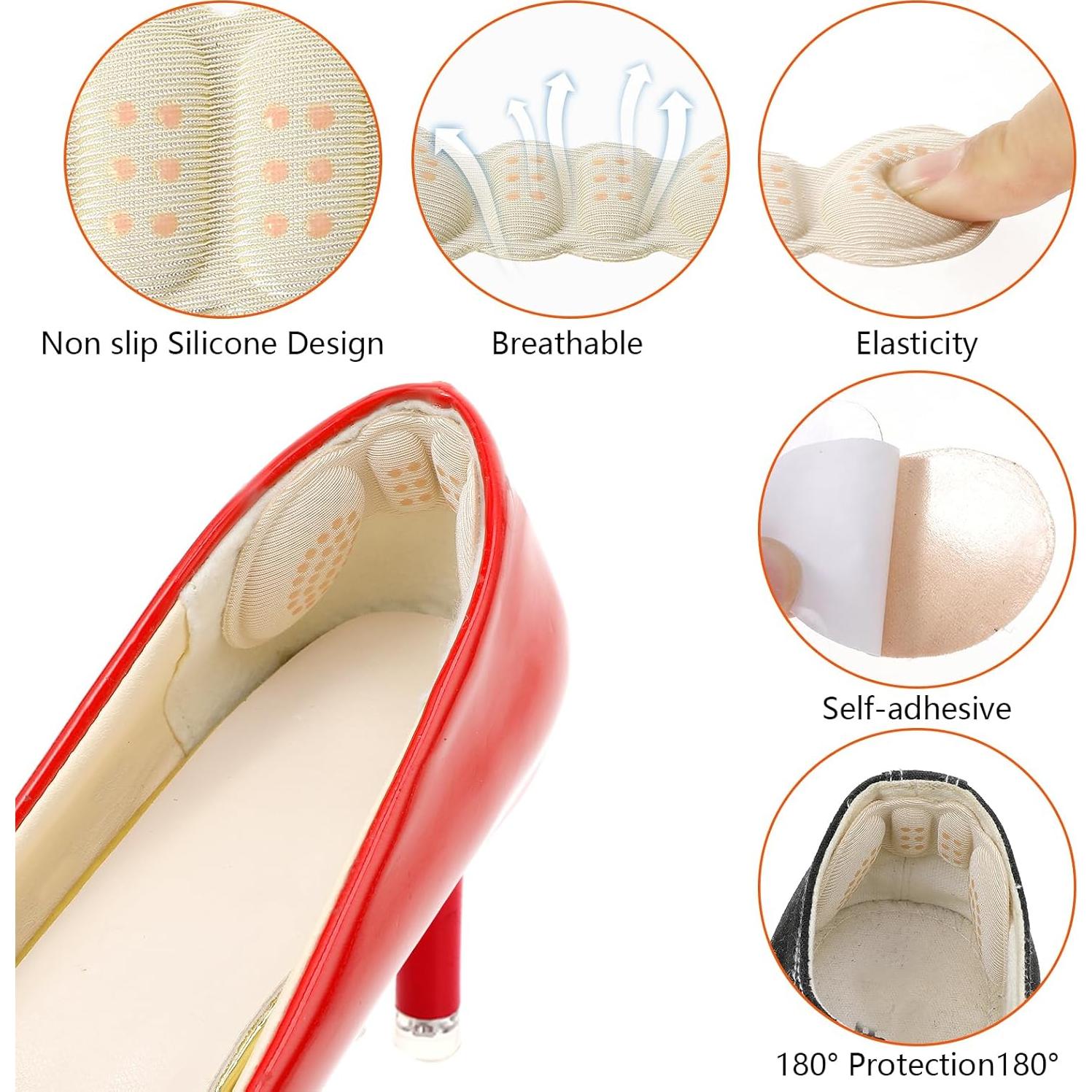 Protectores de Talón Antideslizantes WY - 2 Pares Almohadillas