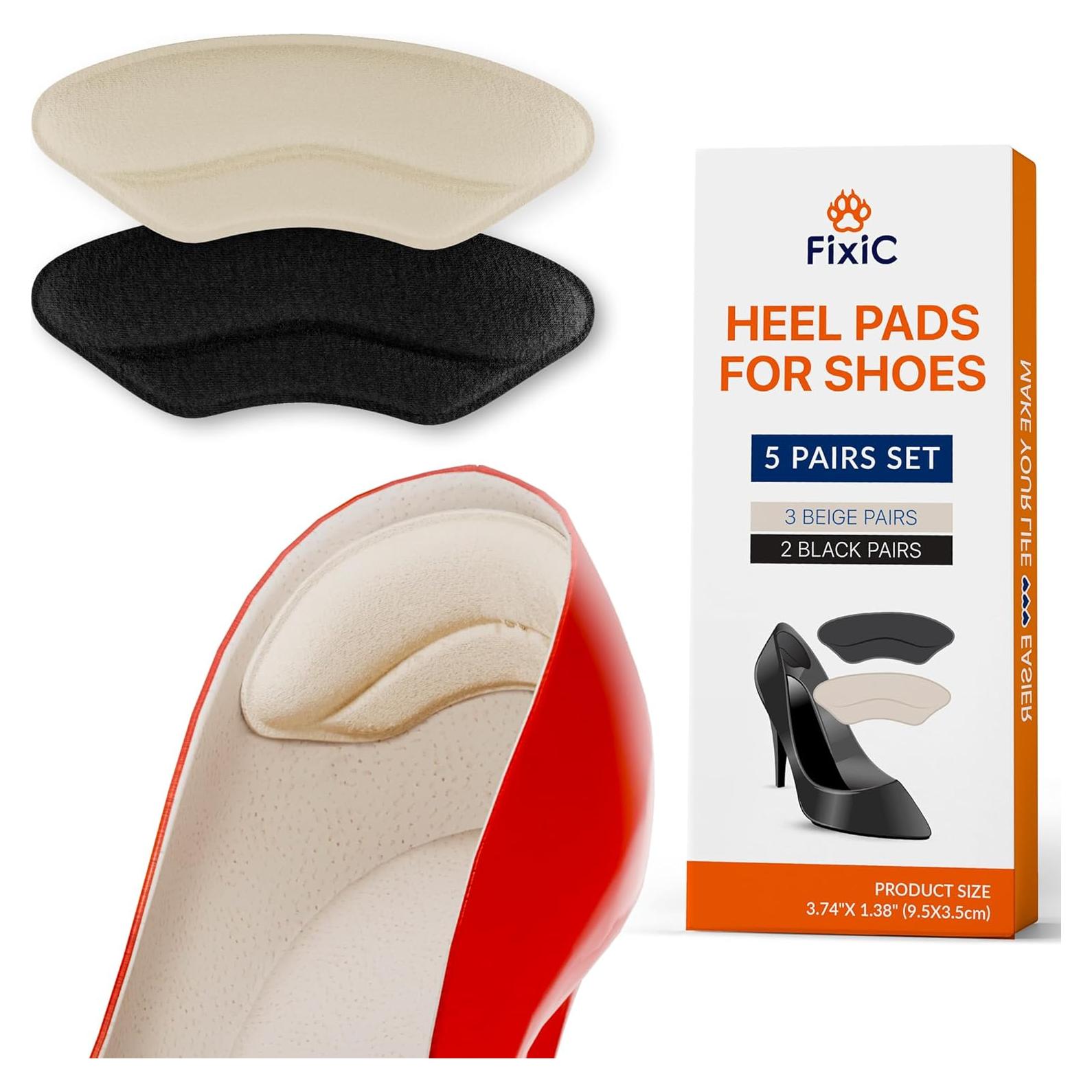 Protectores de Talón Fixic - 5 Pares Beige y Negros - Almohadillas Unisex