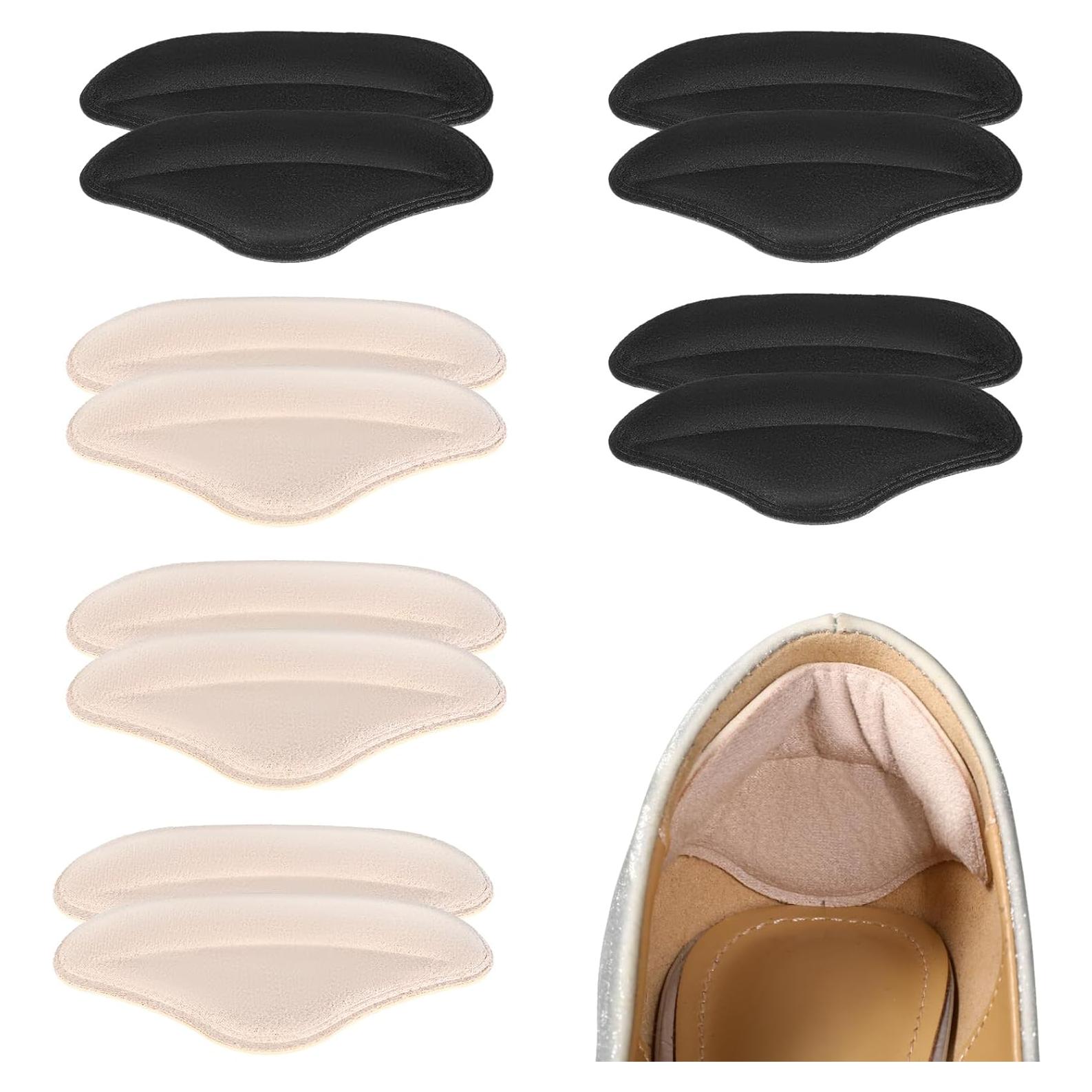 6 Pairs Heel Cushions Inserts for Loose Shoes, Premium Heel Pads Inserts Grips Soft Filler Improved Shoe Fit and Comfort for Women Men Heel Slipping Heel Pain Blisters Friction(Black & Beige)