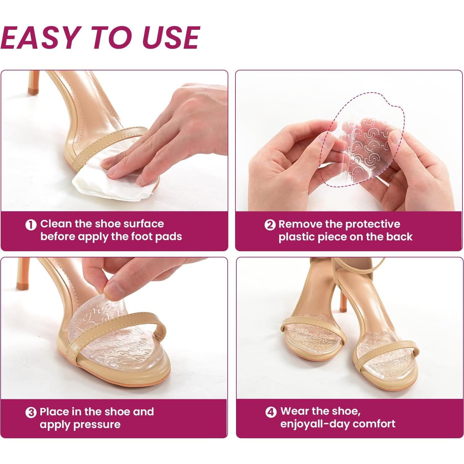 Almohadillas Metatarsales y Talón Bukihome - 4 Pares Transparentes