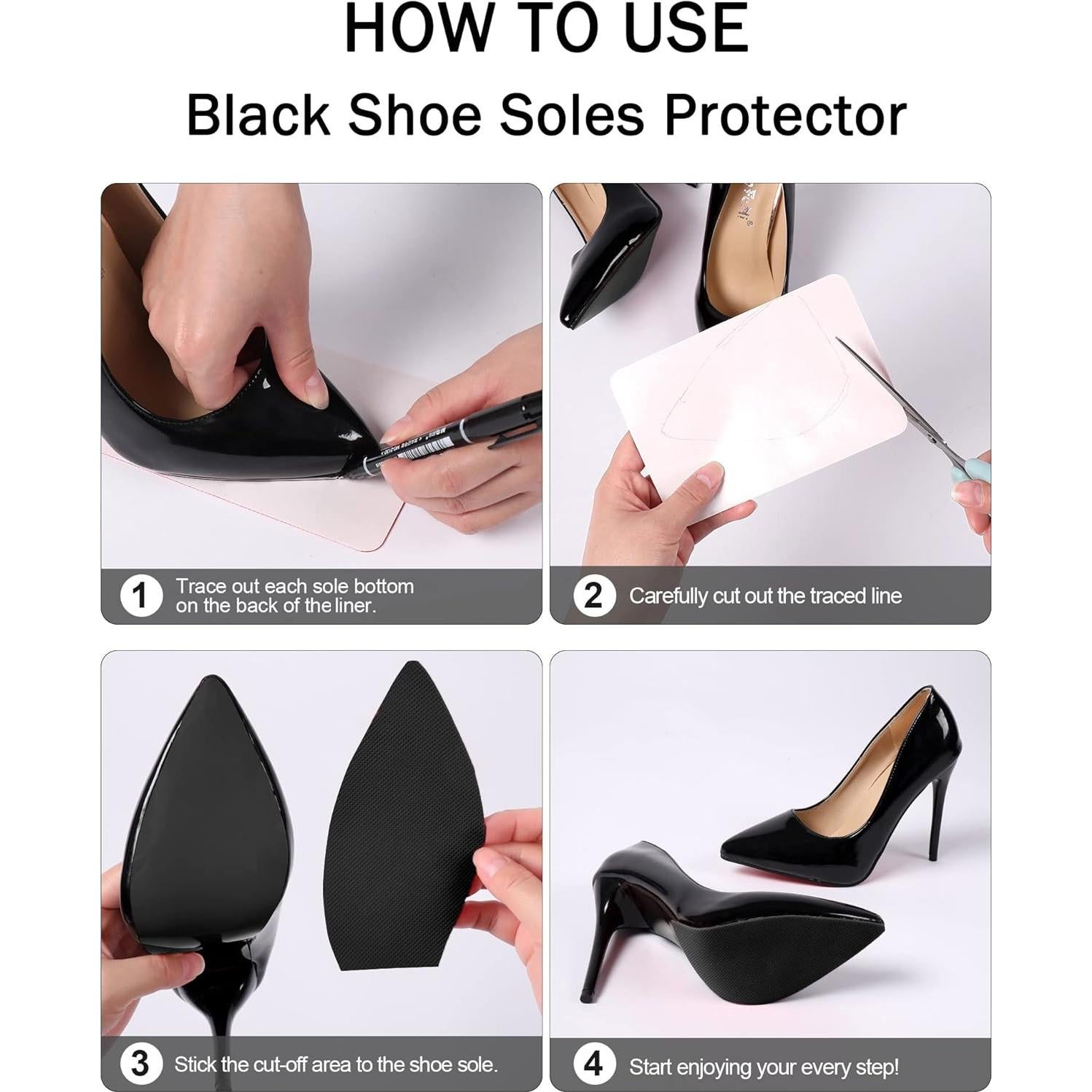 Protector de Suela Antideslizante BHXANZOU Negro 4Pcs 15.24x10.16cm