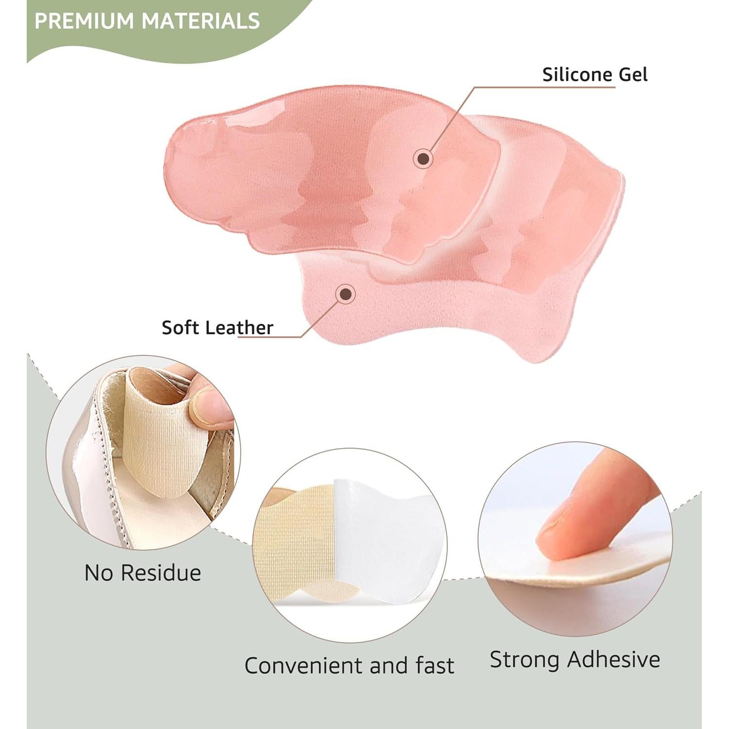 Almohadillas de Gel para el Talón HiRui - 4 Pares Antideslizantes