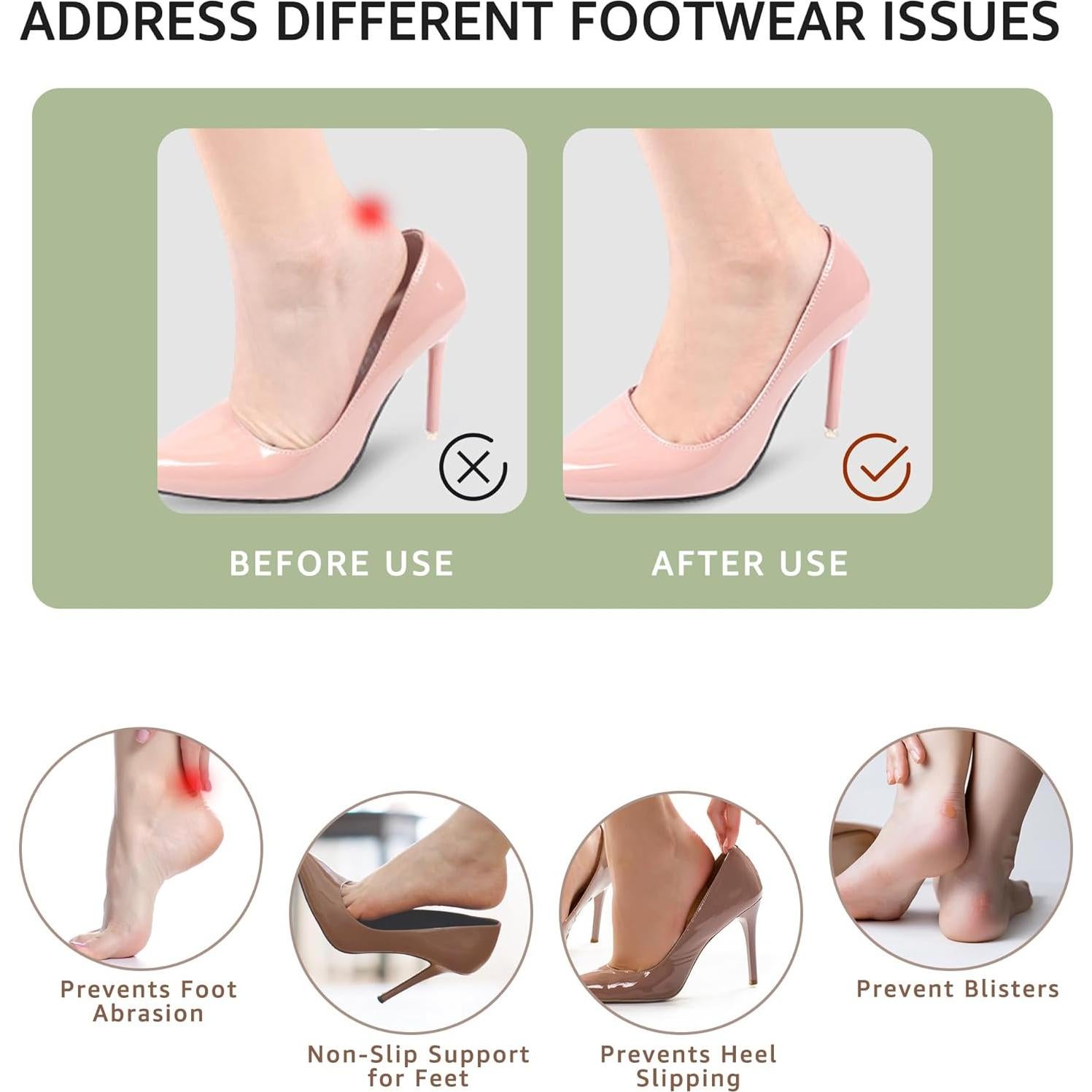 Almohadillas de Gel para el Talón HiRui - 4 Pares Antideslizantes