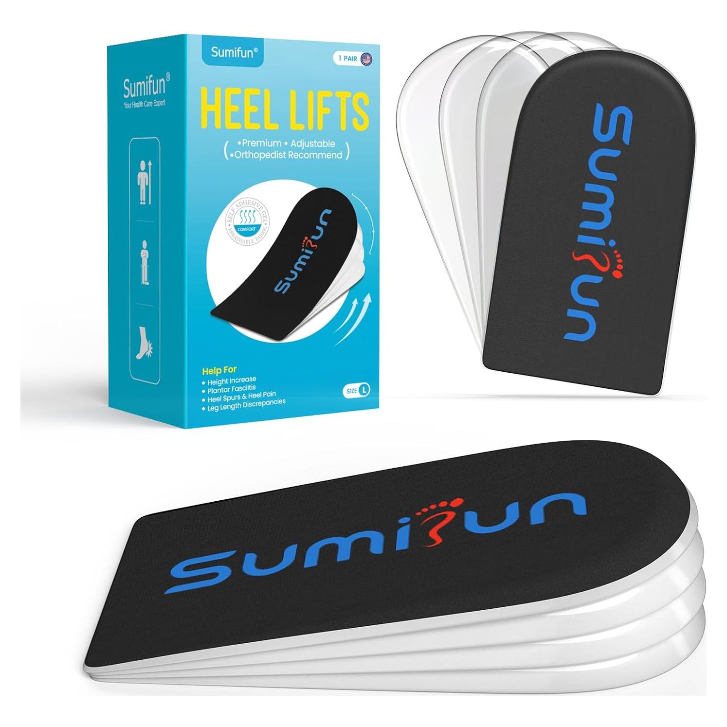 Elevadores de Talón Sumifun de Gel 1 Pulgada 4 Capas L