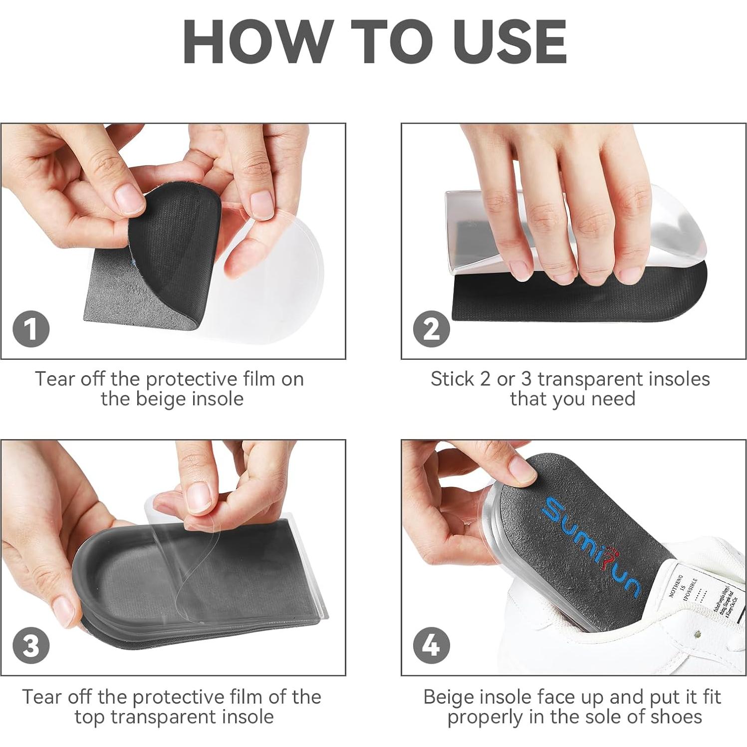 Elevadores de Talón Sumifun de Gel 1 Pulgada 4 Capas L