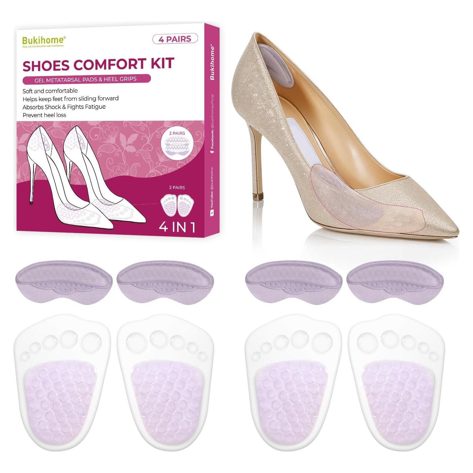 Juego de Almohadillas de Gel Bukihome para Tacones - Alivio Dolor Metatarsal