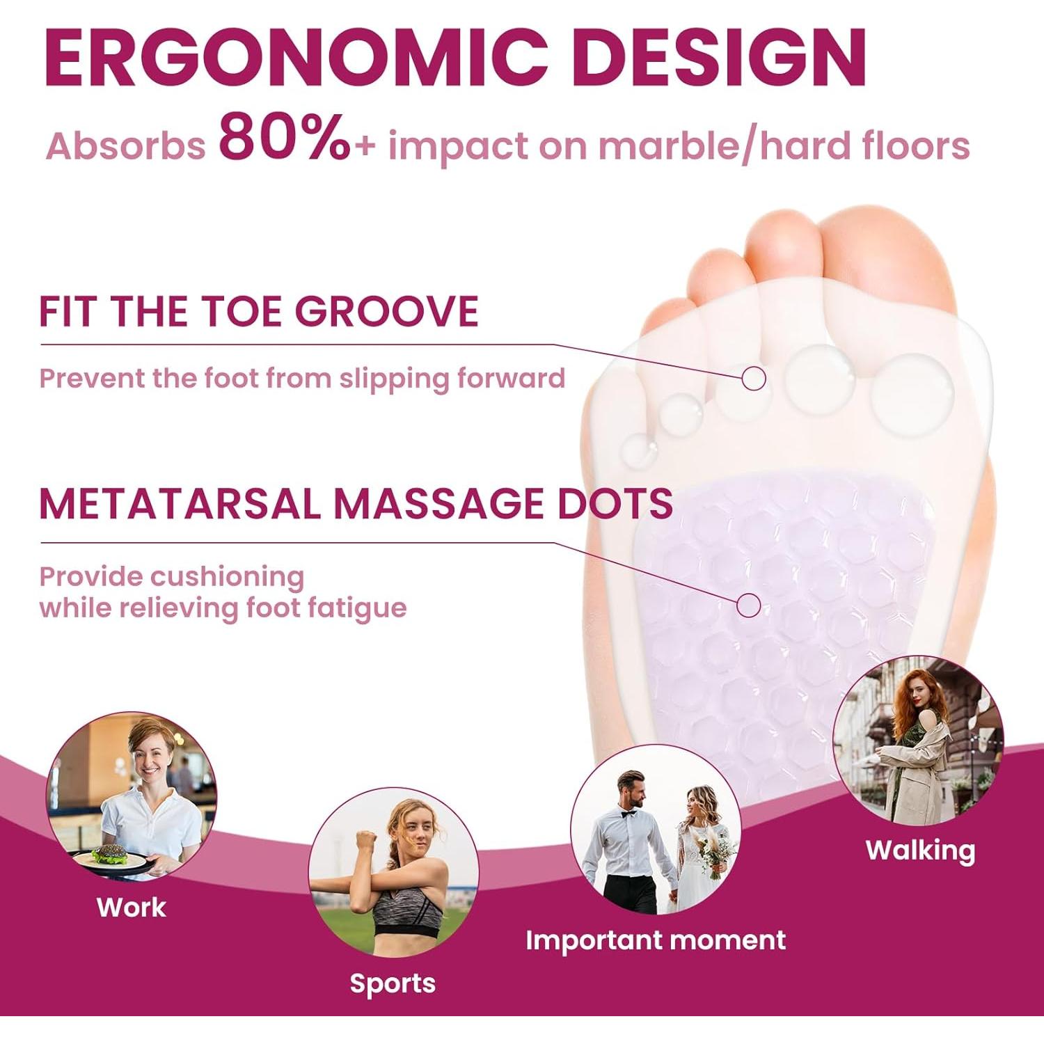 Juego de Almohadillas de Gel Bukihome para Tacones - Alivio Dolor Metatarsal