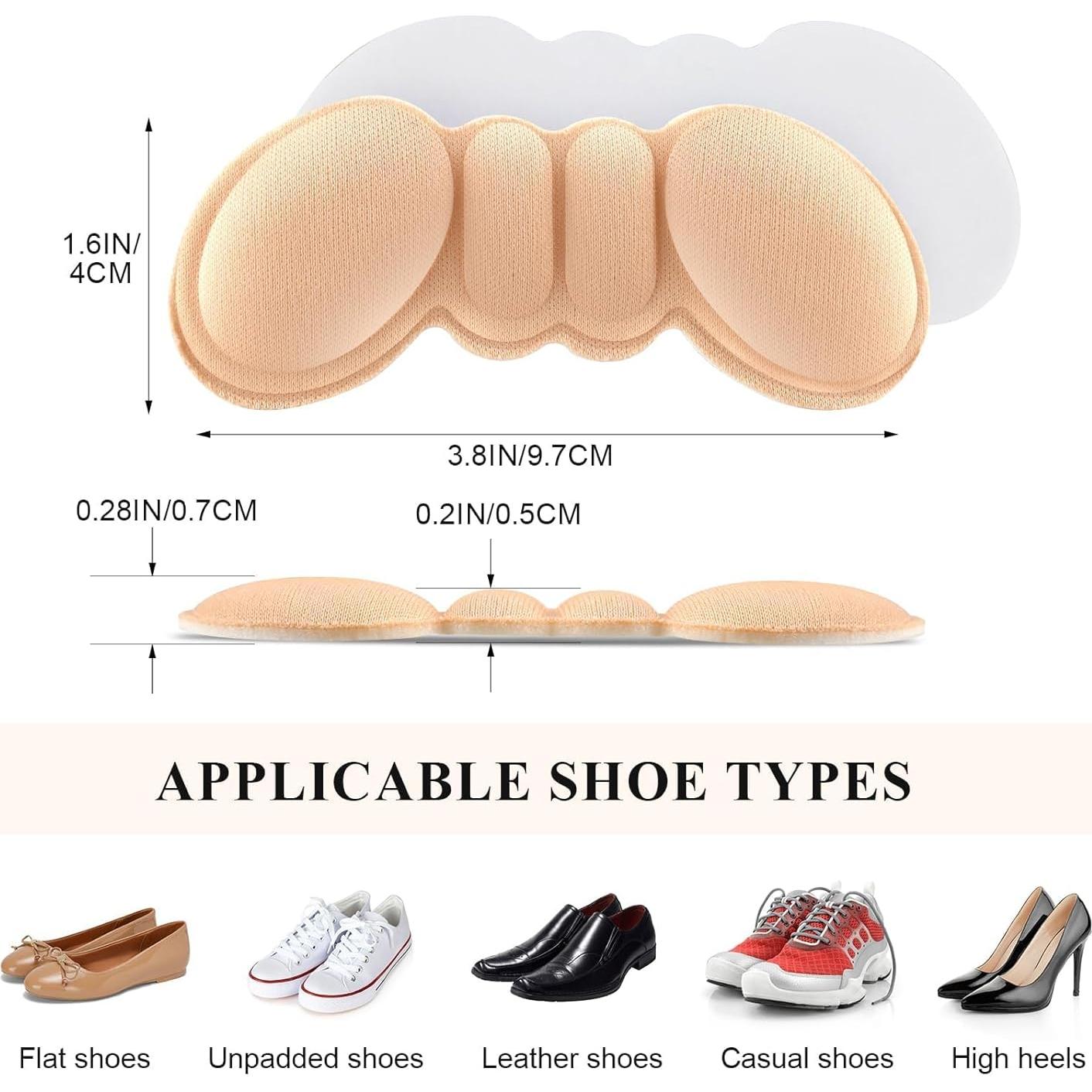 FlyCoco 8PCS Heel Pads Grip Liner Cushion Insert for Cushioning Heels Loose Big Shoe, Comfort Shoes Pad Multi-Use for Women Men Anti-Blister High Heels Casual Shoes (4 Pairs, Black+Apricot