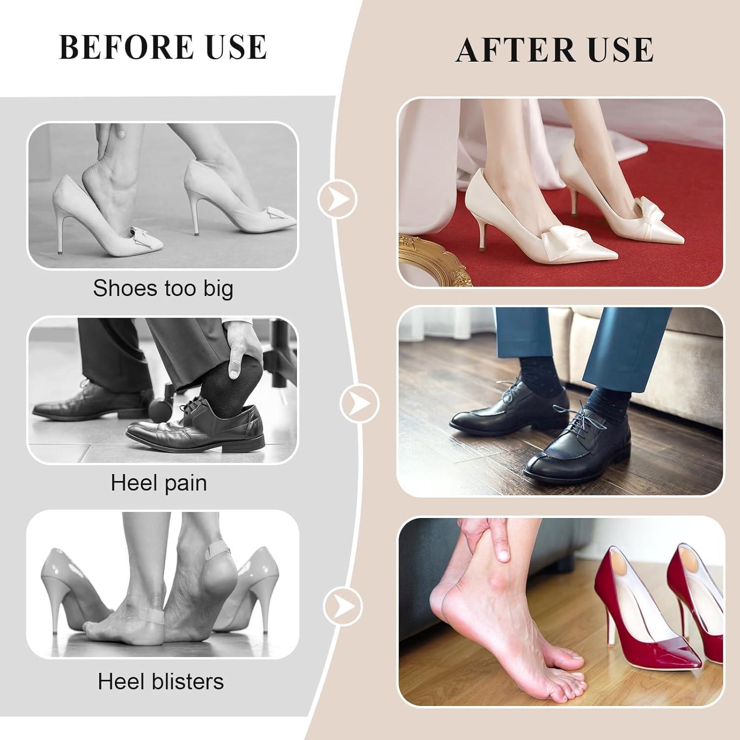 FlyCoco 8PCS Heel Pads Grip Liner Cushion Insert for Cushioning Heels Loose Big Shoe, Comfort Shoes Pad Multi-Use for Women Men Anti-Blister High Heels Casual Shoes (4 Pairs, Black+Apricot