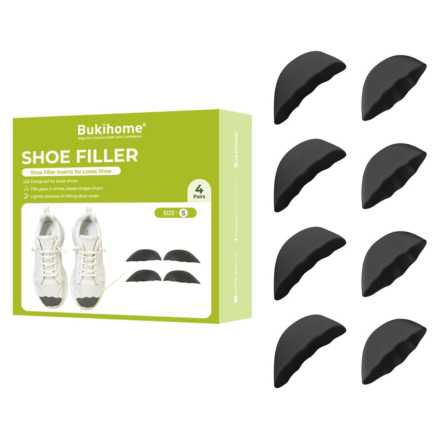 Insertos Rellenos para Zapatos Bukihome - 4 Pares Ajustables