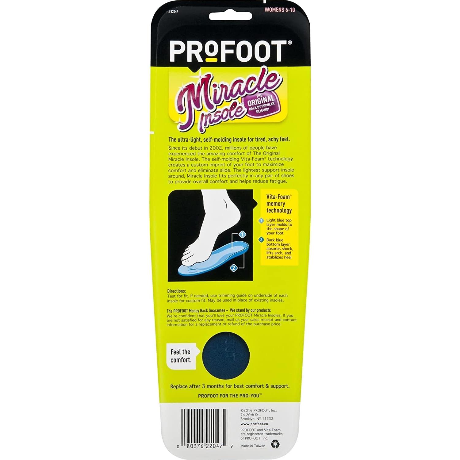 Plantillas Milagrosas ProFoot para Mujeres 36-40, Alivio Dolor