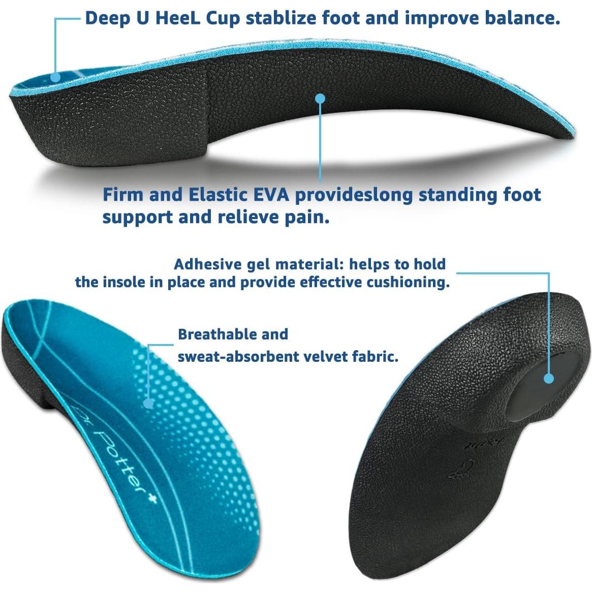 Plantillas ortopédicas 3/4 Dr. Potter+ para fascitis plantar