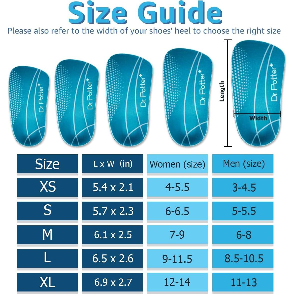 Plantillas ortopédicas 3/4 Dr. Potter+ para fascitis plantar