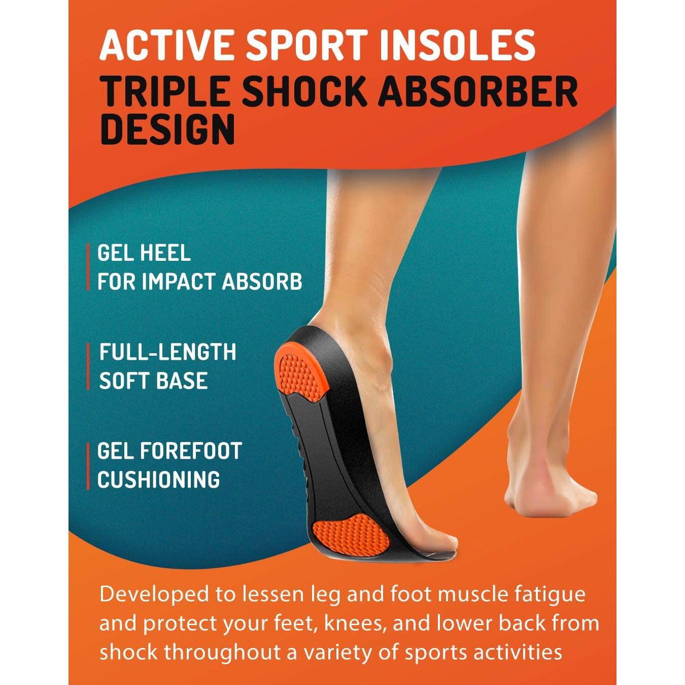 Plantillas Deportivas CRUVHEAL L - Amortiguación Gel para Hombres y Mujeres