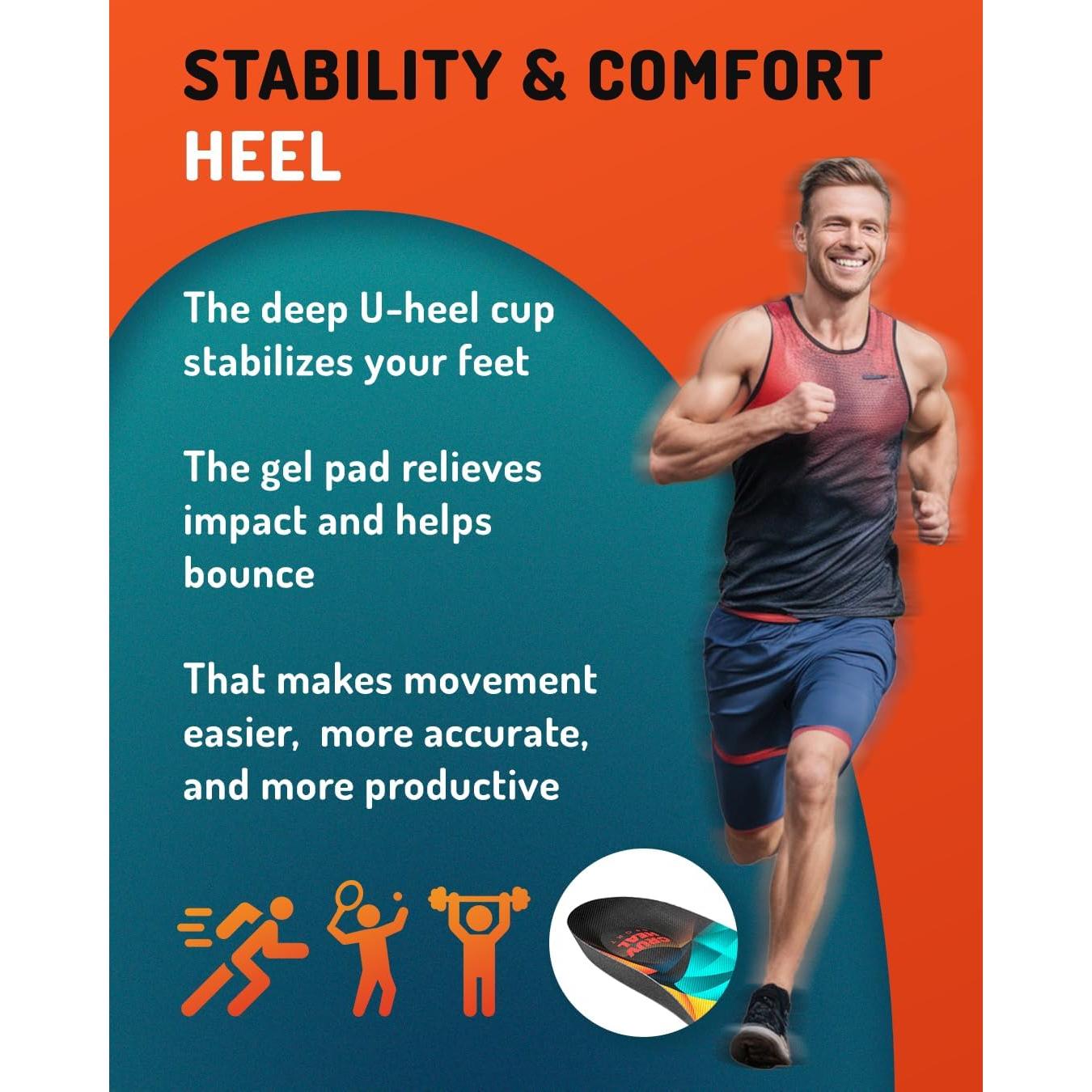 Plantillas Deportivas CRUVHEAL L - Amortiguación Gel para Hombres y Mujeres