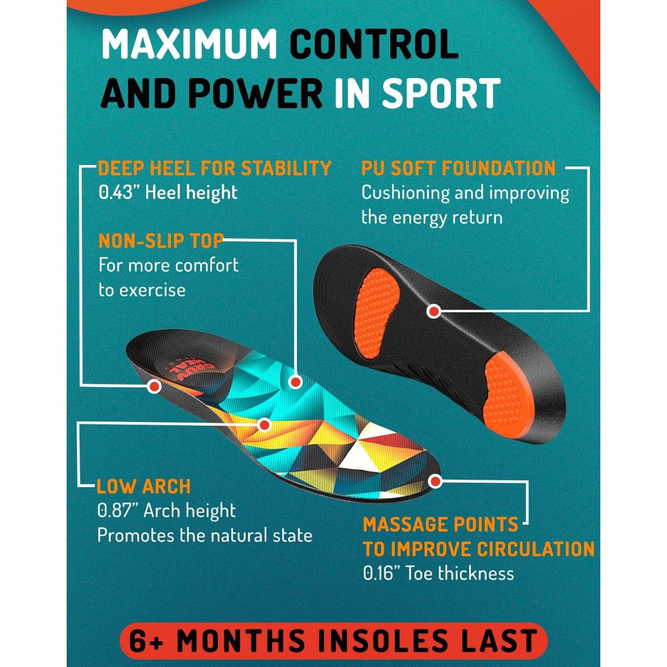 Plantillas Deportivas CRUVHEAL L - Amortiguación Gel para Hombres y Mujeres