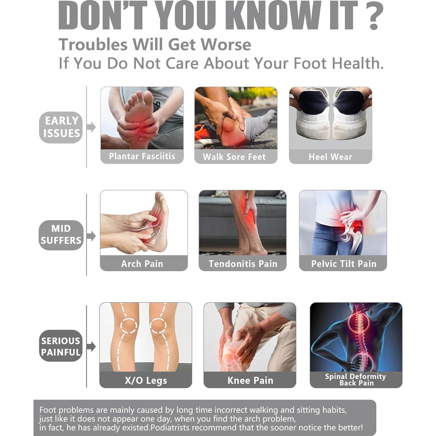 Plantillas Ortopédicas OUOKK 3/4 para Fascitis Plantar - Soporte Arco Medio