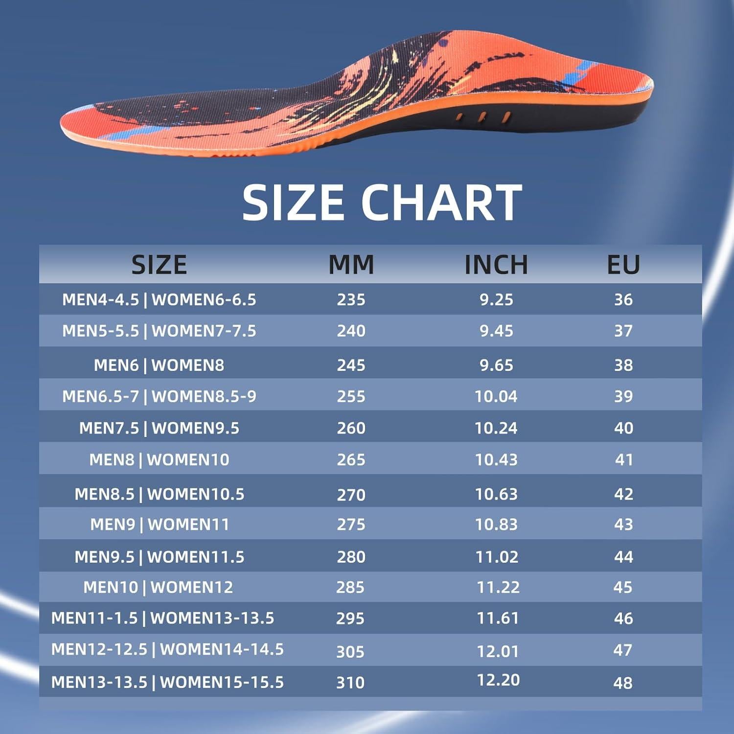 Plantillas ortopédicas EIMOCS para fascitis plantar, tamaño completo