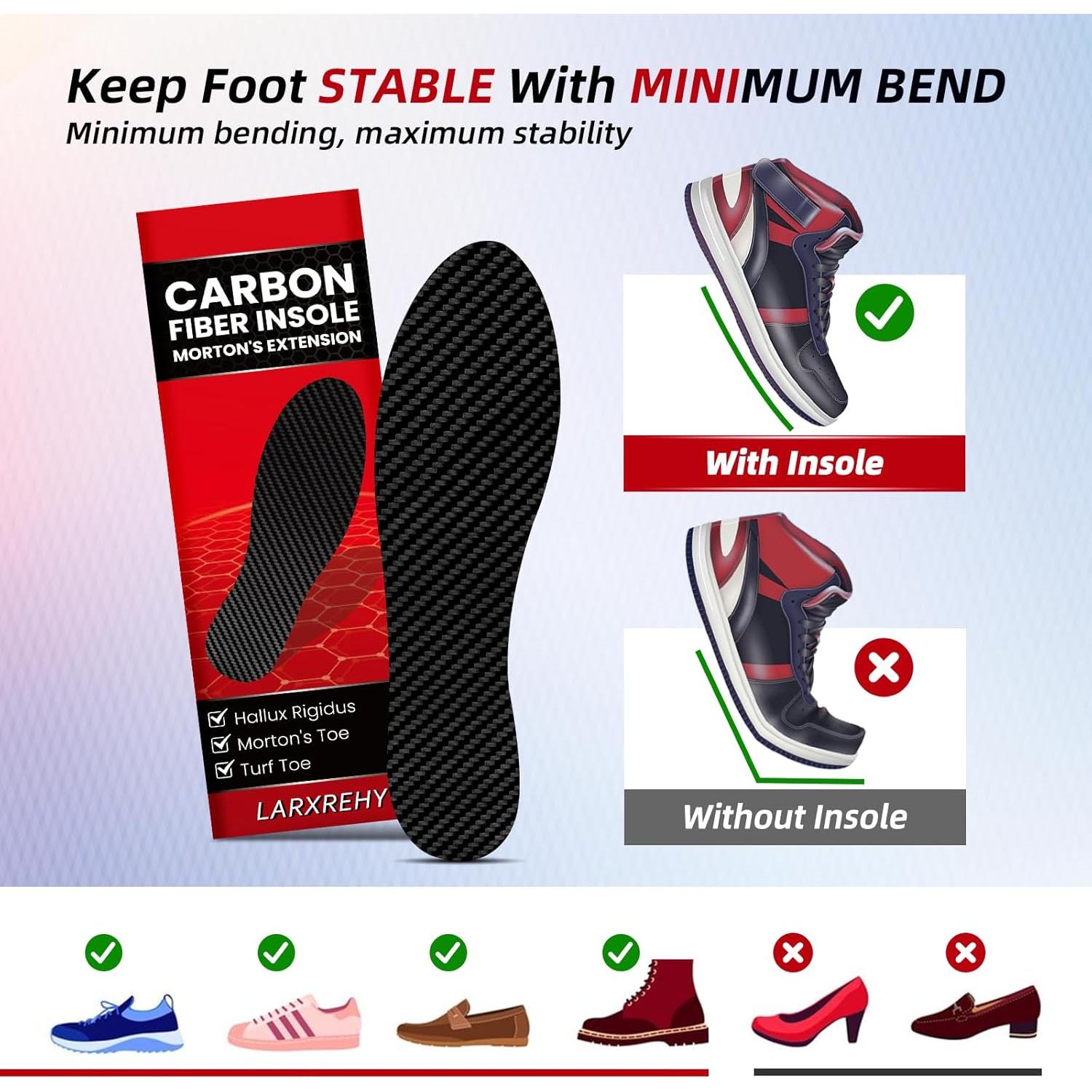 Plantillas de fibra de carbono LARXREHY 235mm para pies con dolor