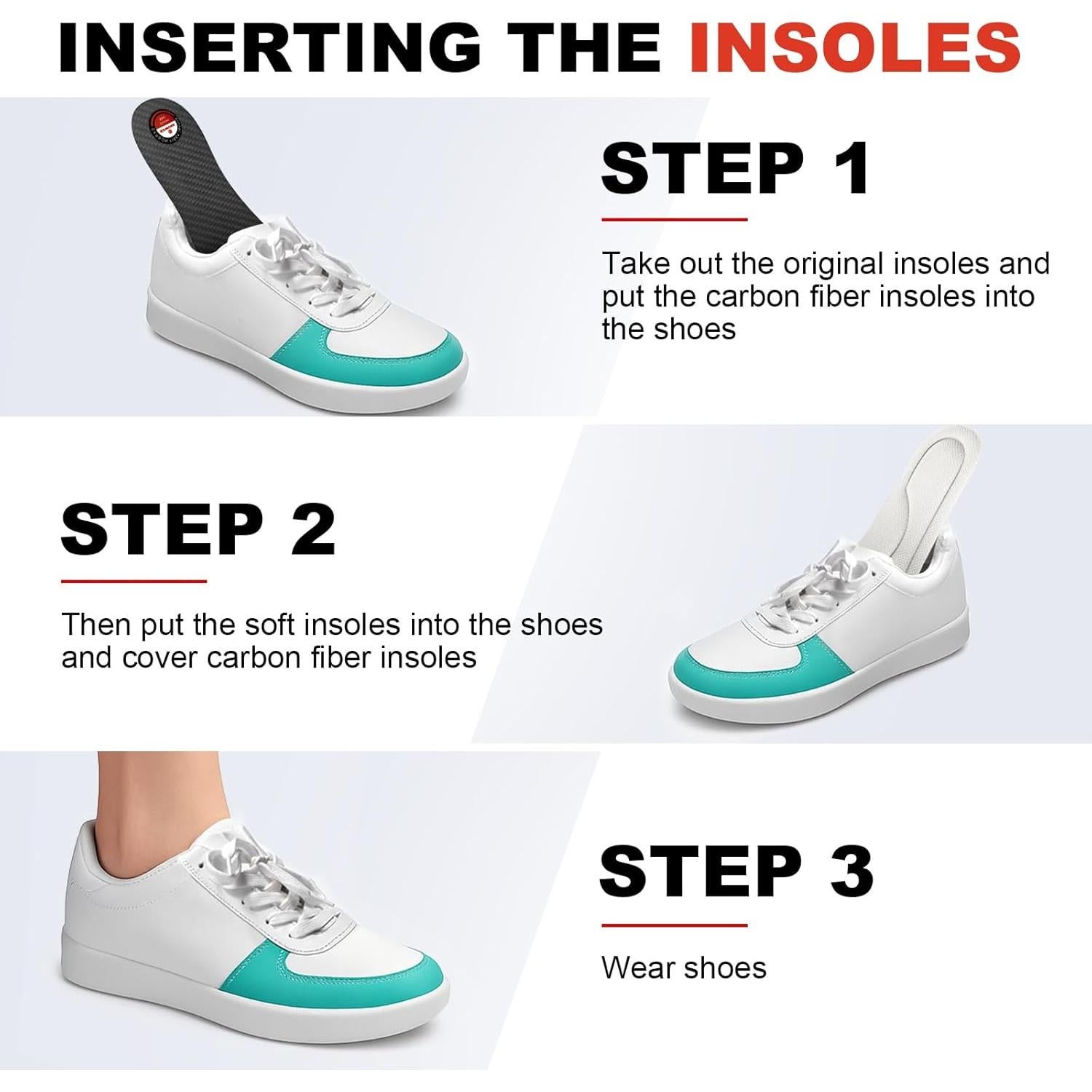 Plantillas de fibra de carbono EZWORK para dolor en pies - 1 par