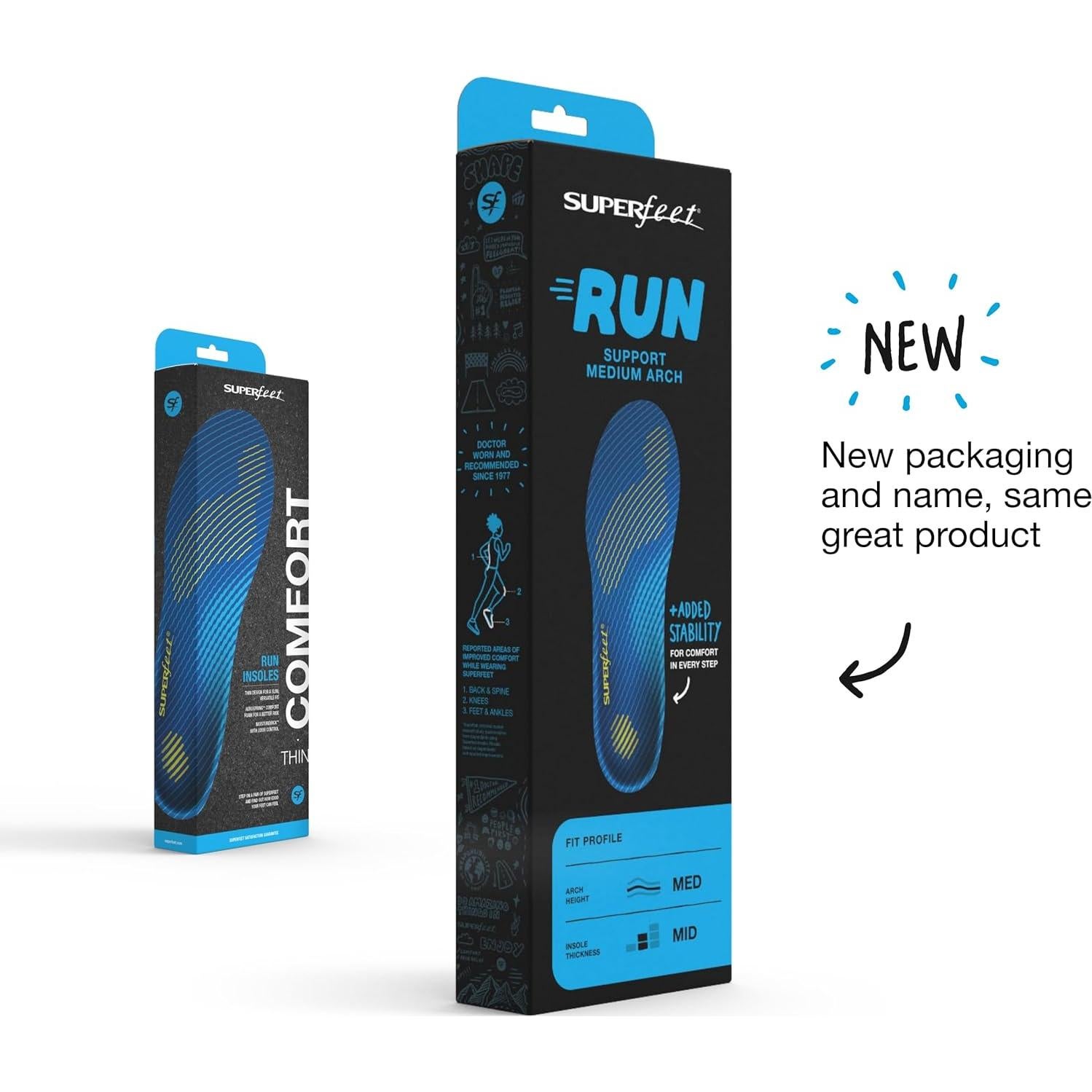 Superfeet Plantillas de Soporte Arco Medio para Correr 7.5-9 H