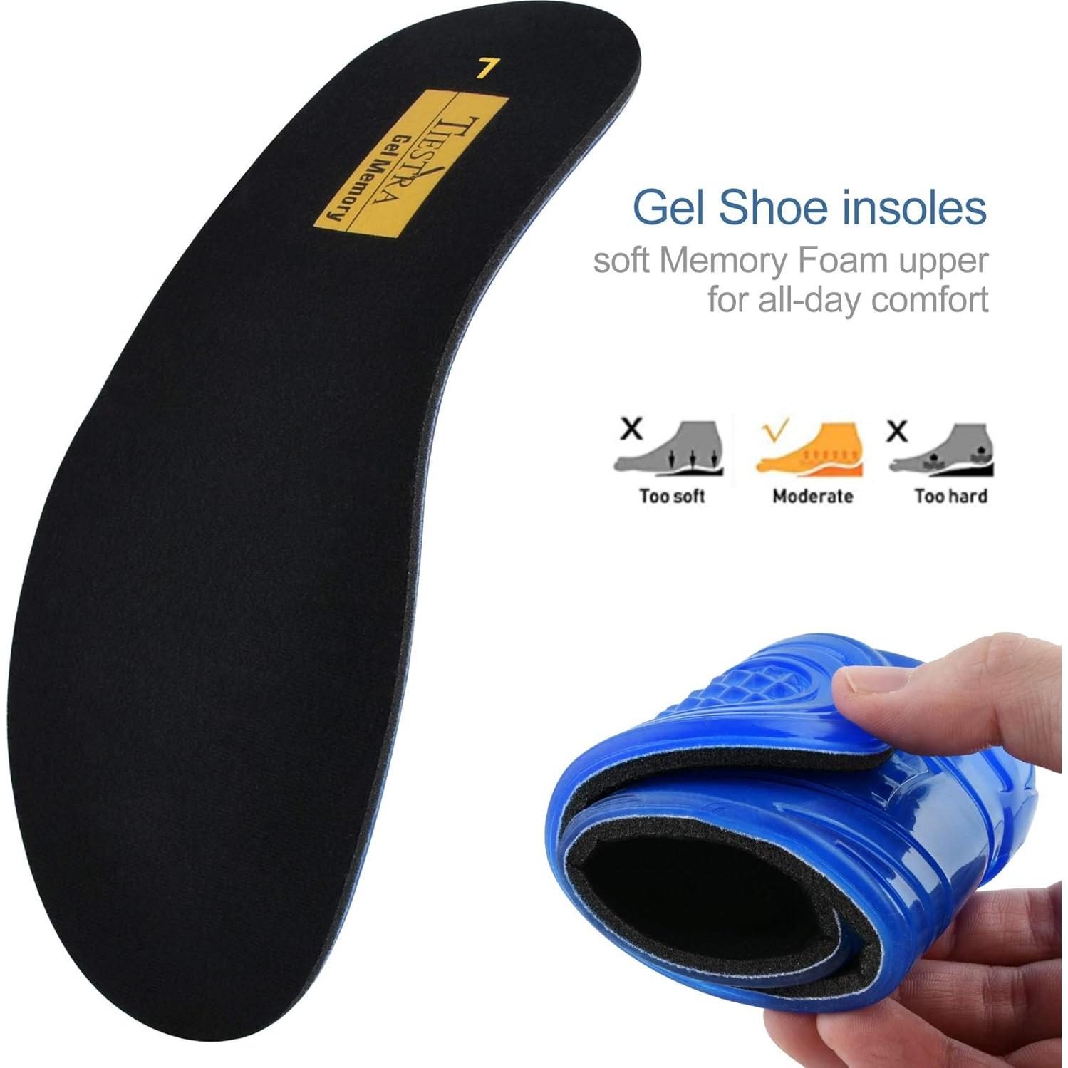 Plantillas de Gel TIESTRA para Hombres Talla L (US8-12) Negro