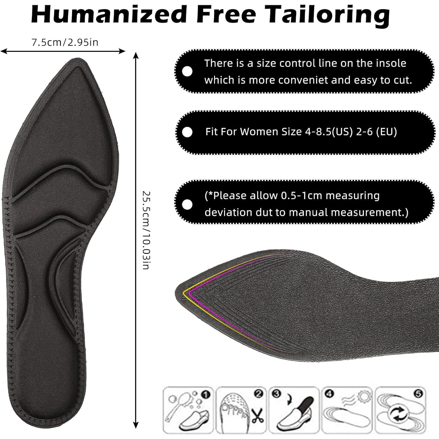 4 Pares Plantillas Transpirables Geyoga 25.5 cm para Mujeres