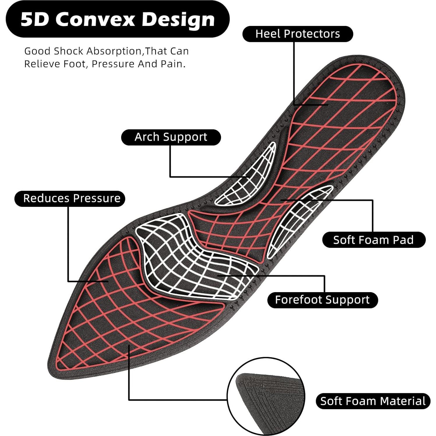 4 Pares Plantillas Transpirables Geyoga 25.5 cm para Mujeres