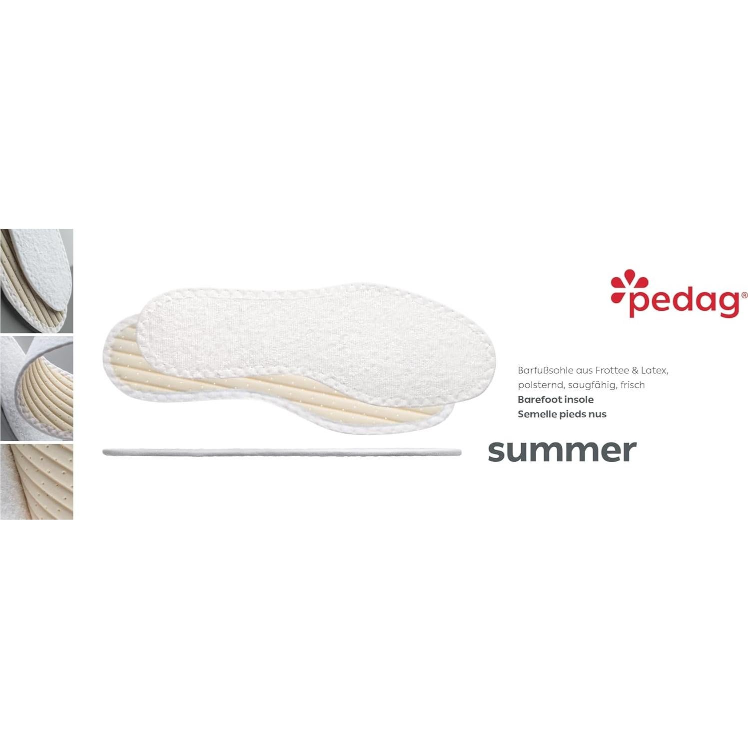 Plantillas Pedag Verano Algodón Terry Lavables 3 Pares Blanco