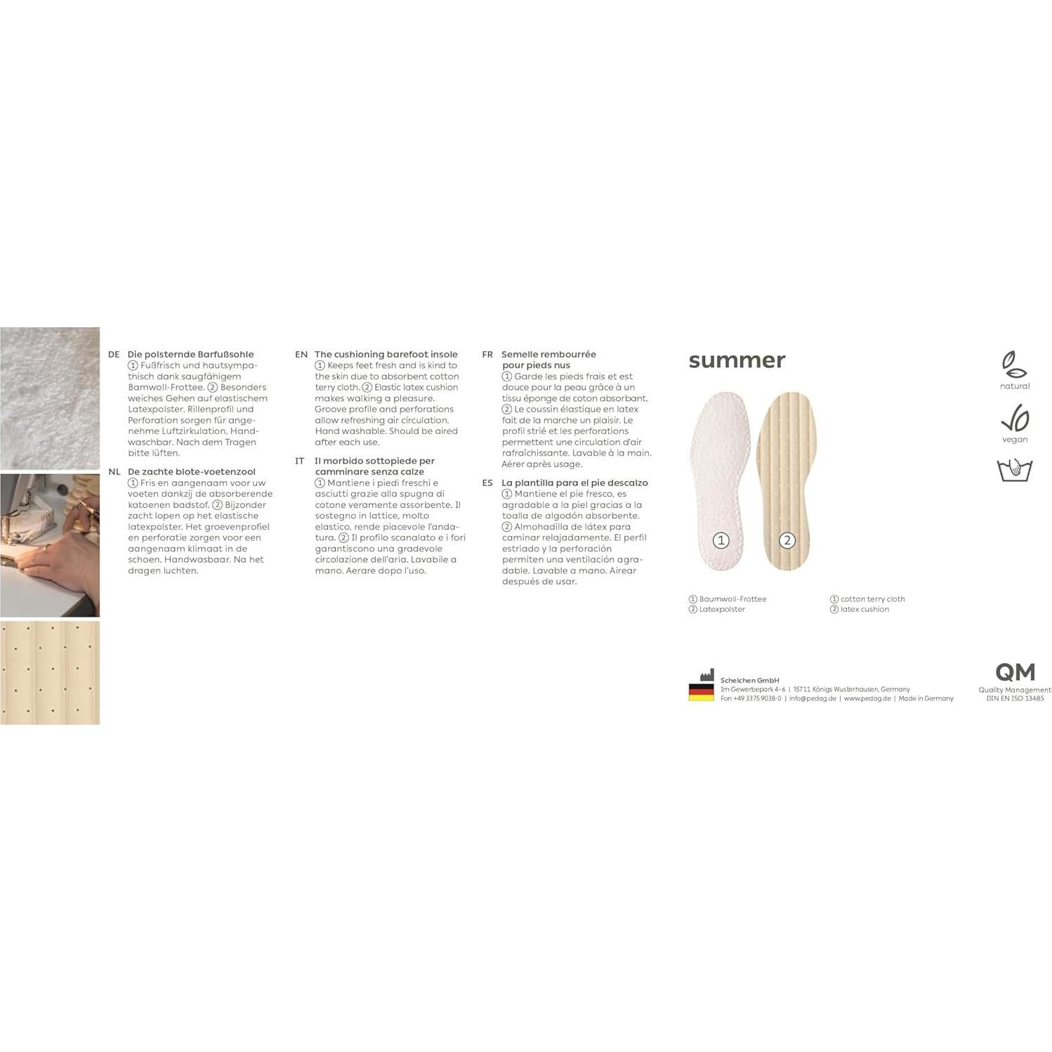 Plantillas Pedag Verano Algodón Terry Lavables 3 Pares Blanco