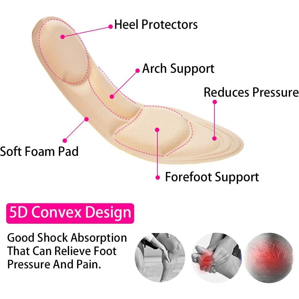 Plantillas para zapatos mujer Pnrskter 5D transpirables beige