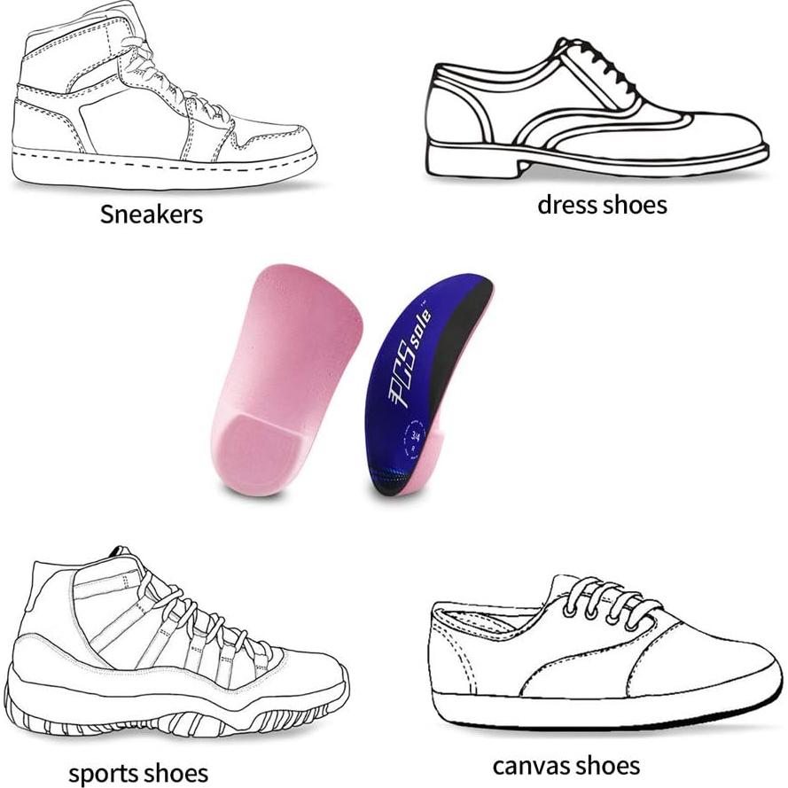 Plantillas ortopédicas 3/4 PCSsole para arco alto y fascitis plantar