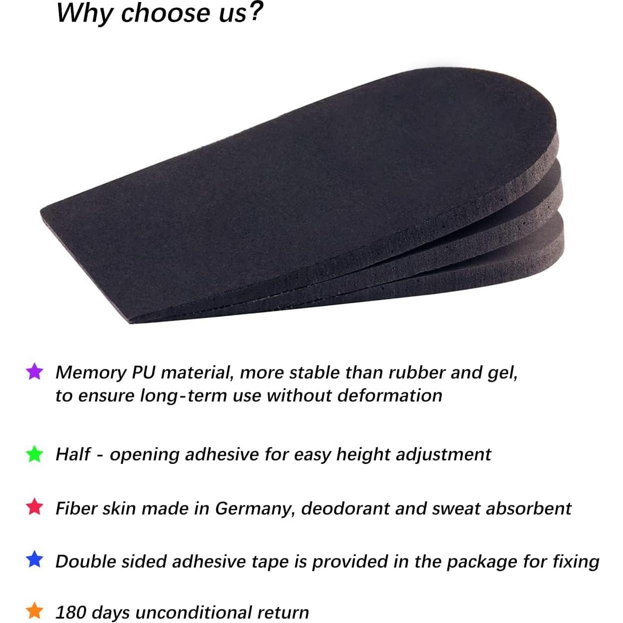 Elevadores de Talón Ajustables SIIHEA 0.64 cm para Dolor de Pie