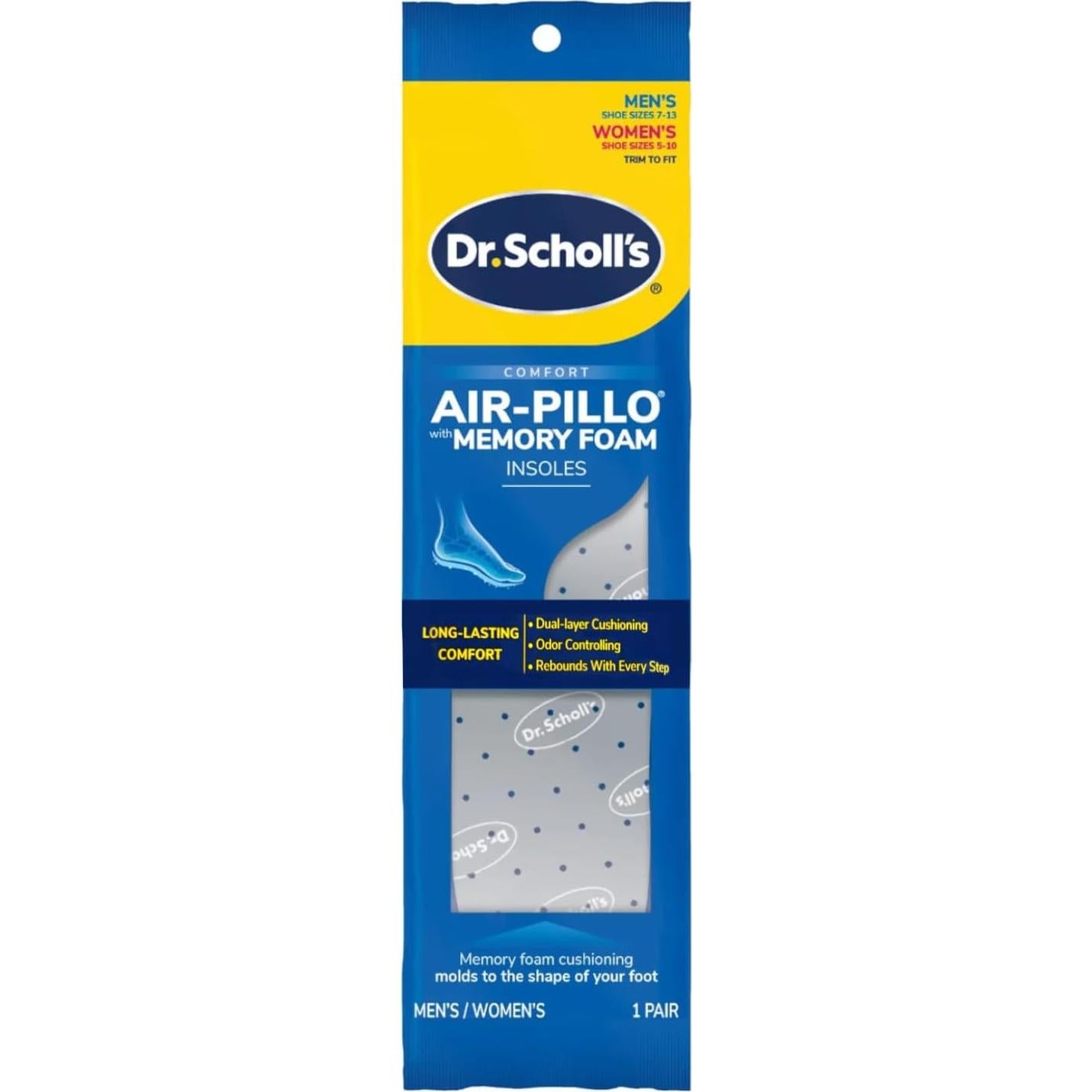 Plantillas Dr. Scholl's Air-Pillo Espuma Viscoelástica 7-13 / 5-10