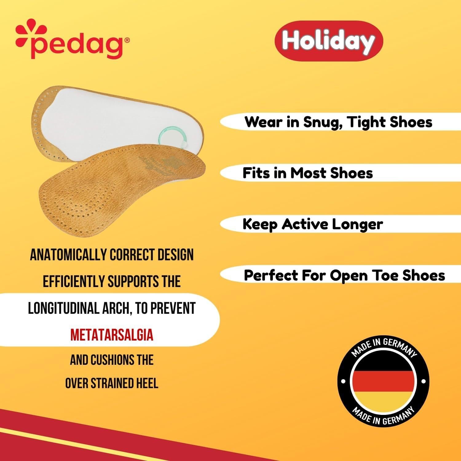 Plantillas ortopédicas Pedag Holiday 3/4 para mujer EU 38