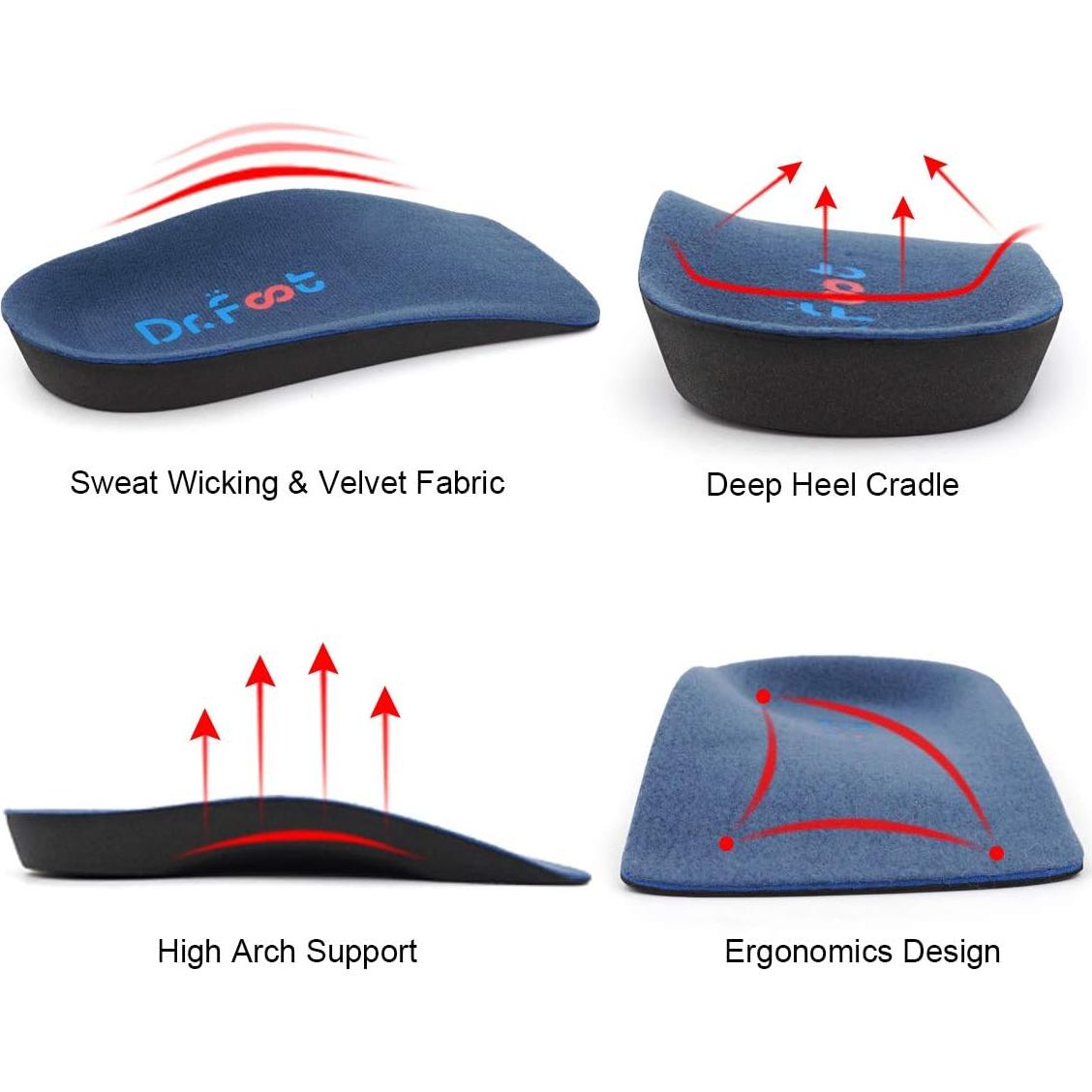 Plantillas ortopédicas Dr. Foot 3/4 para pies planos y dolor