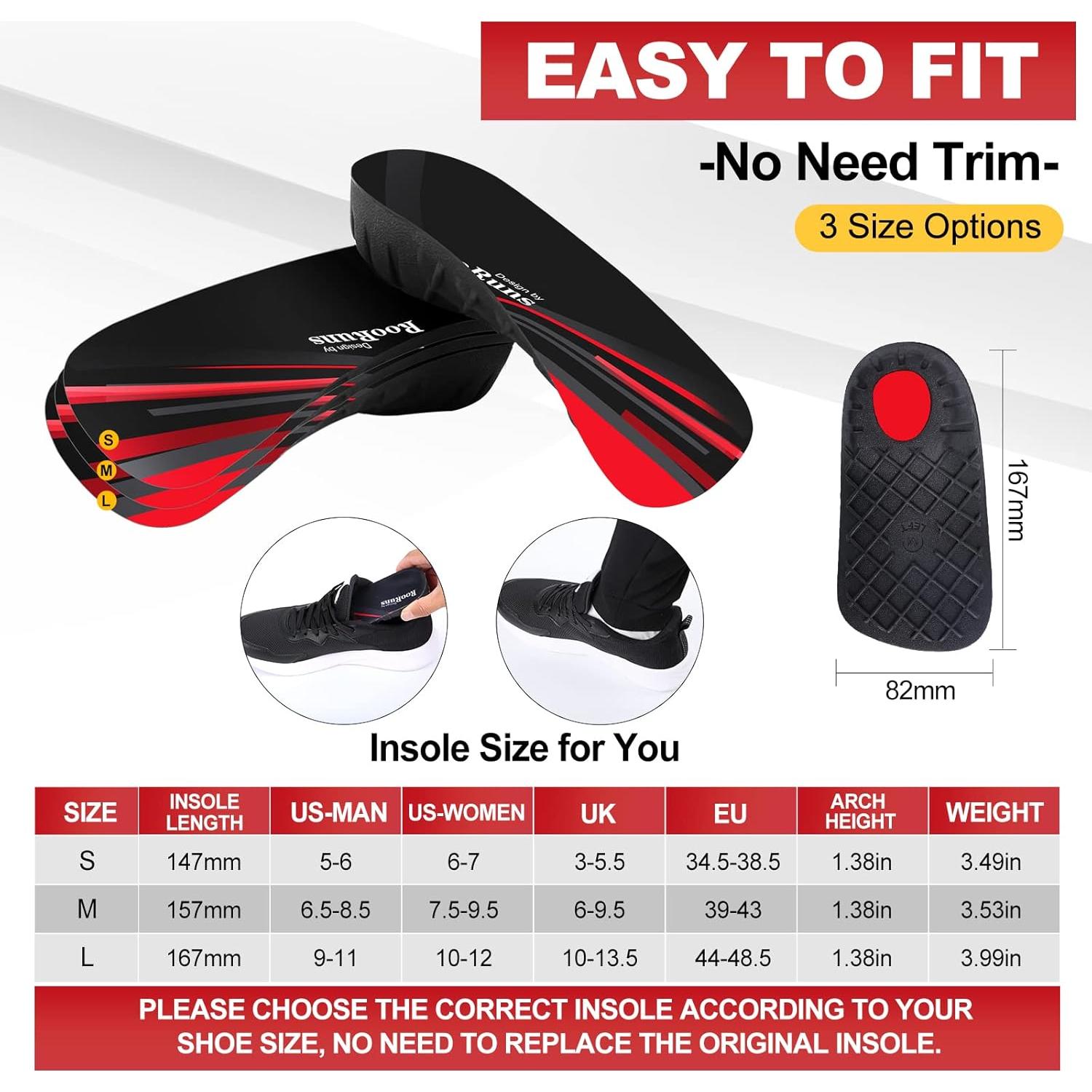 Plantillas ortopédicas RooRuns L para fascitis plantar 3/4