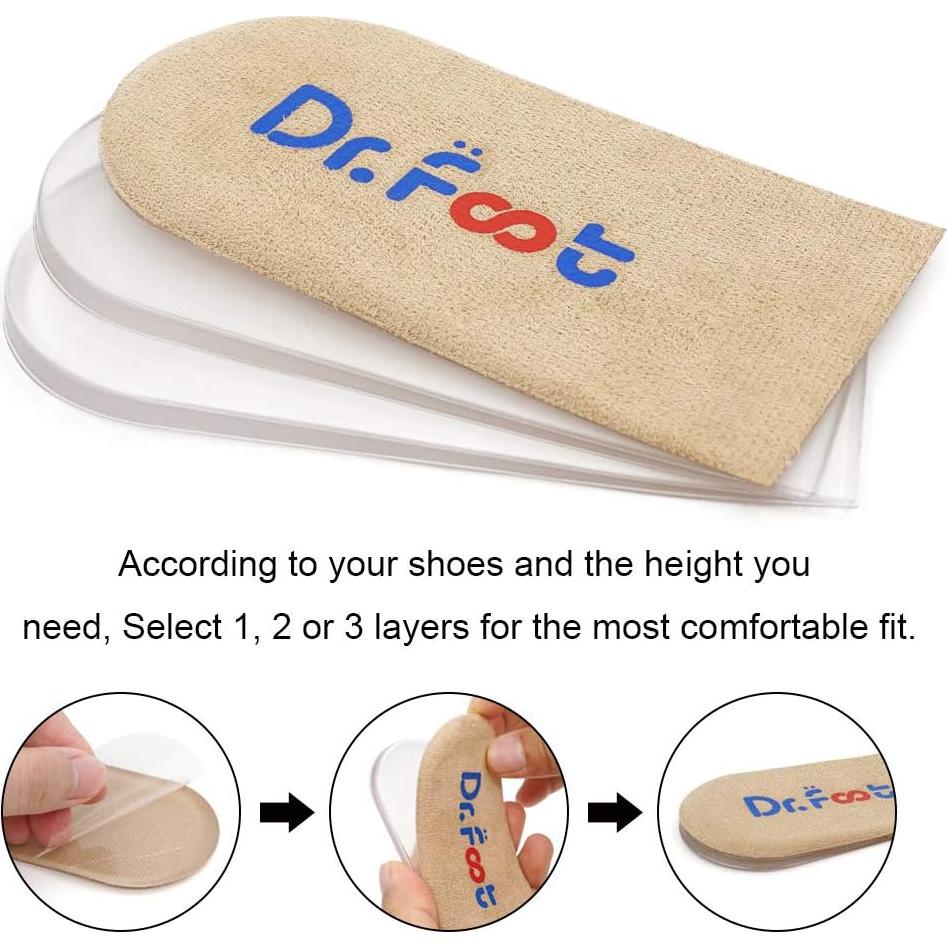 Inserts Elevadores de Talón Ajustables Dr.Foot 3 Capas Beige