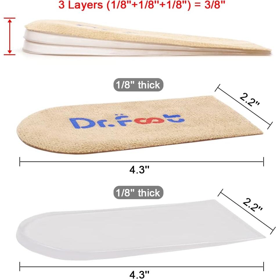 Inserts Elevadores de Talón Ajustables Dr.Foot 3 Capas Beige