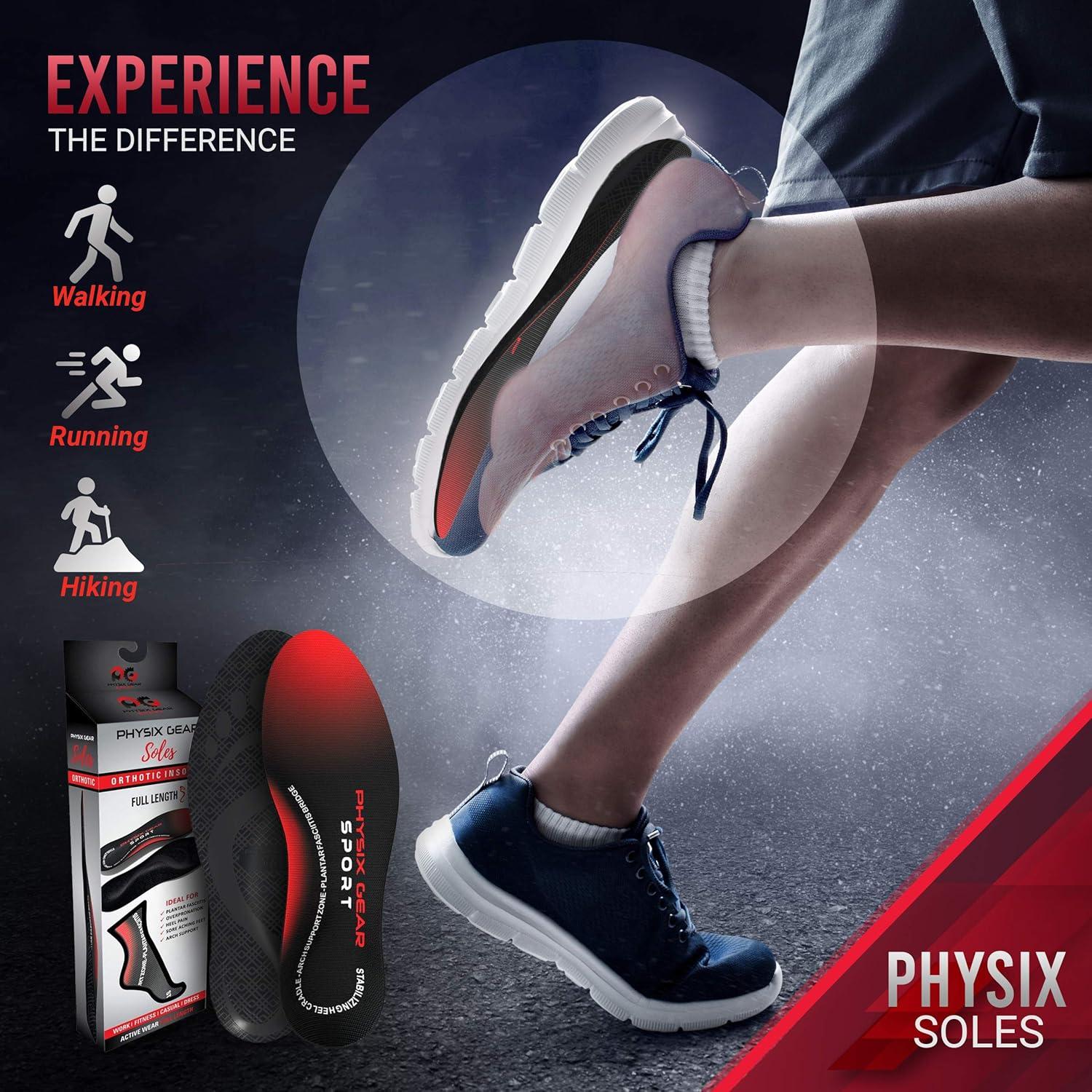 Plantillas Ortopédicas Physix Gear S para Hombres y Mujeres - Soporte Arqueado