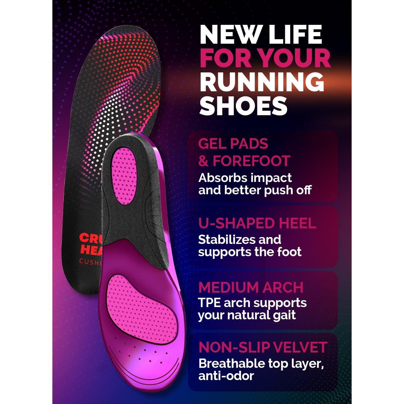 Plantillas de Gel CRUVHEAL para Correr Unisex - Tamaño M