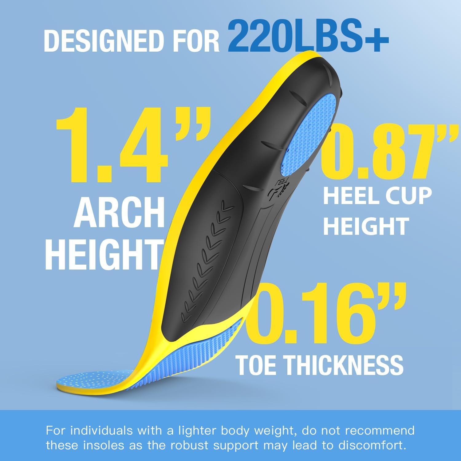 Plantillas Ortopédicas BestHalo para Fascitis Plantar - Soporte Arco Alto, Gel, Hombres 7-8.5 | Mujeres 8-9.5