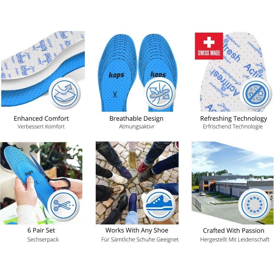 6 Pares de Plantillas Kaps Actifresh, Ajustables y Cómodas