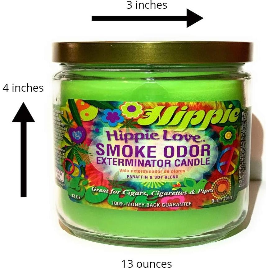 Juego de 2 Velas Exterminadoras de Olores Amor Hippie 13 oz