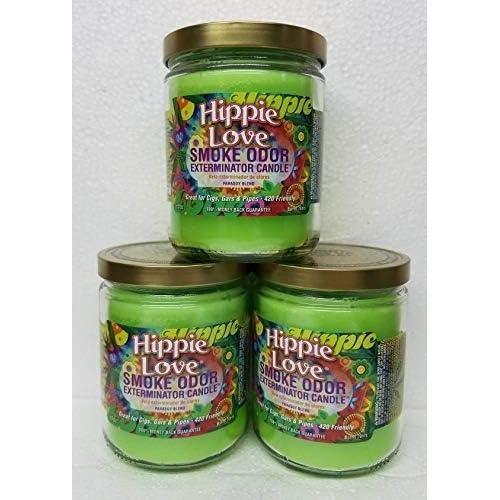 Juego de 3 Velas Exterminador de Olores Amor Hippie 368g