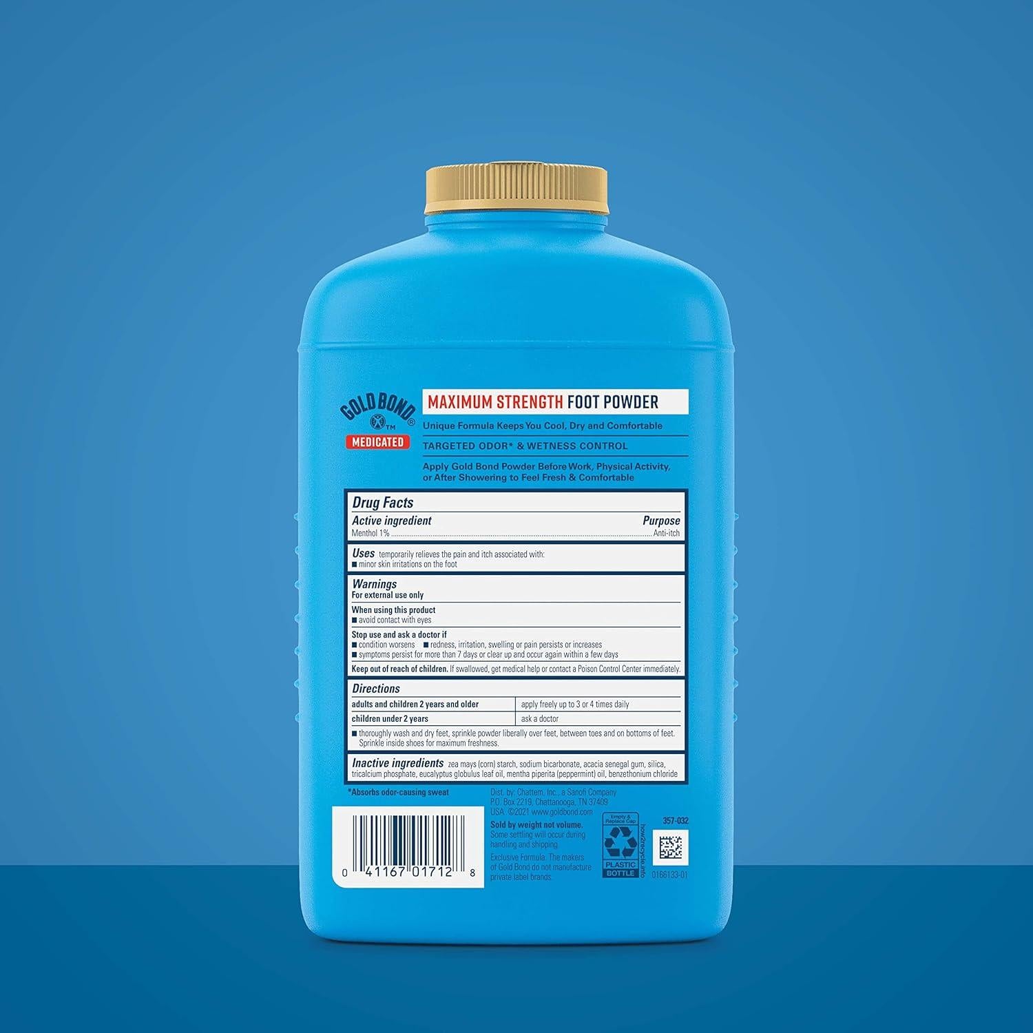 Polvo para pies medicado Gold Bond 10 oz. Sin talco, control de olores