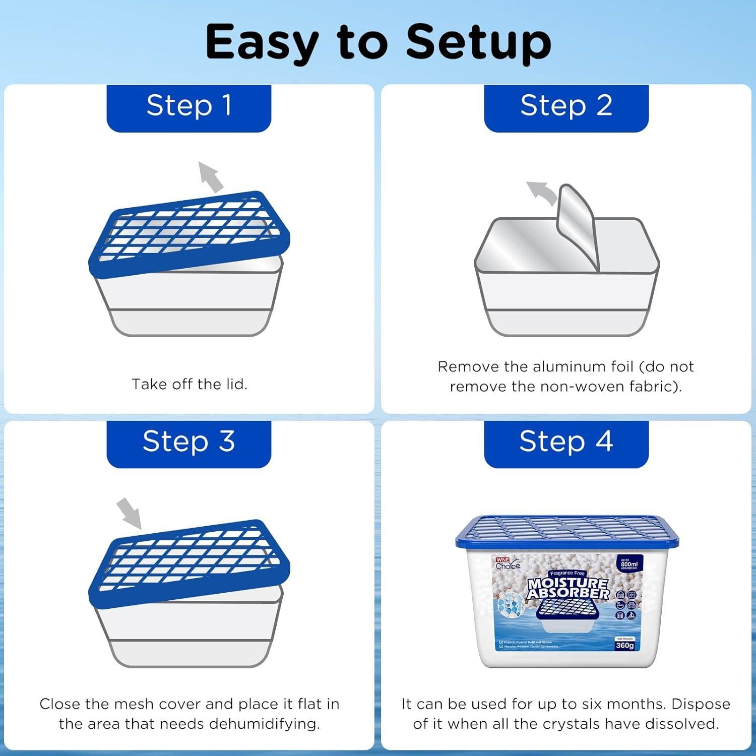 Deshumidificador W&E Choice 800ml Sin Fragancia Paquete de 3