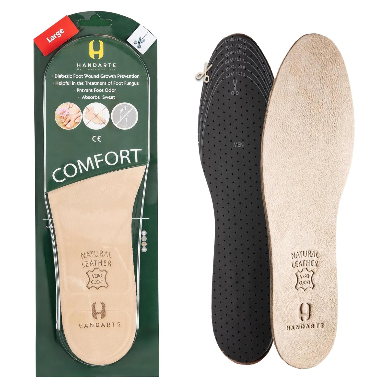 Plantillas de Cuero Anti Olor Handarte - Recortables para Hombres - Grande